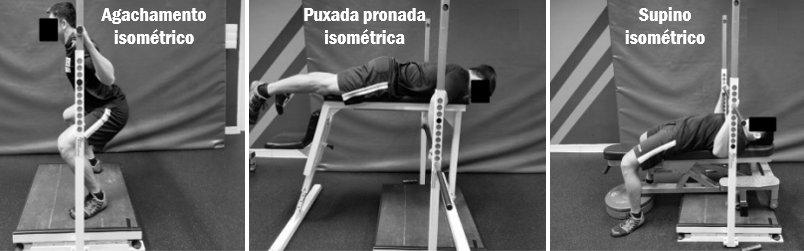 Treinamento isométrico usando exercícios tradicionais do treino de força.